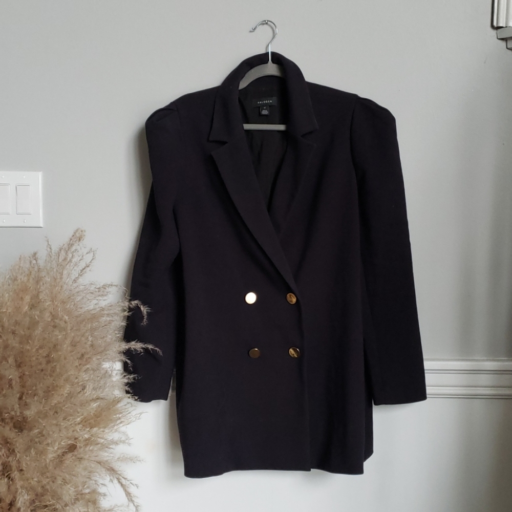 Halogen Double Breasted Puff Shoulder Blazer - image 1